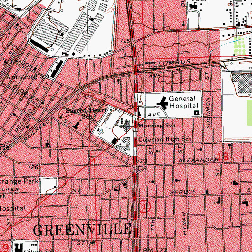 Topographic Map of Melissa Manning Elementary School, MS