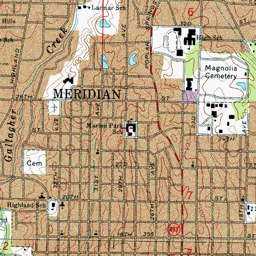 Topographic Map of Marion Park Elementary School, MS