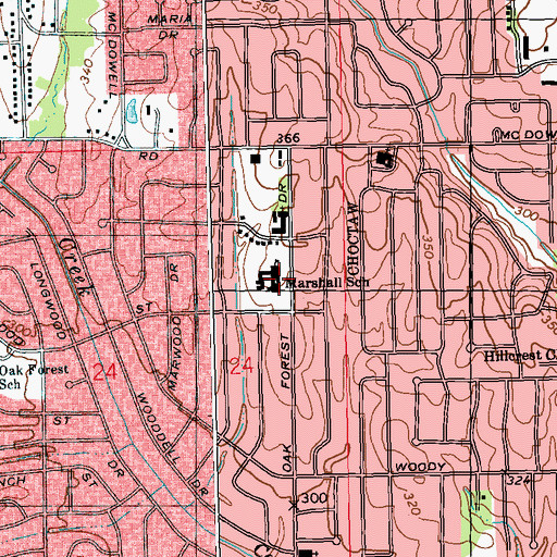Topographic Map of Marshall Elementary School, MS