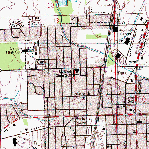 Topographic Map of McNeal Elementary School, MS