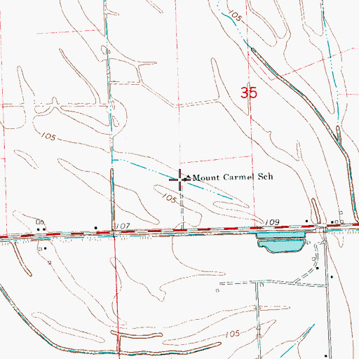 Topographic Map of Mount Carmel Elementary School, MS