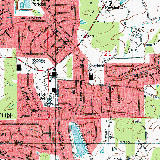 Topographic Map of Northside Elementary School, MS