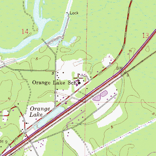 Topographic Map of Orange Lake Elementary School, MS