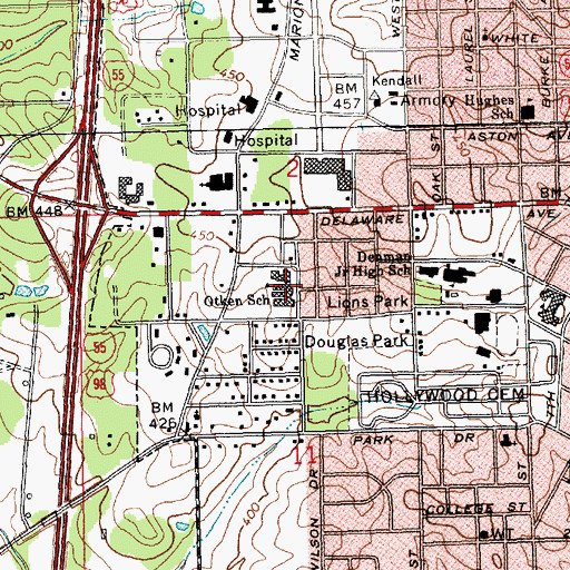 Topographic Map of Otken Elementary School, MS