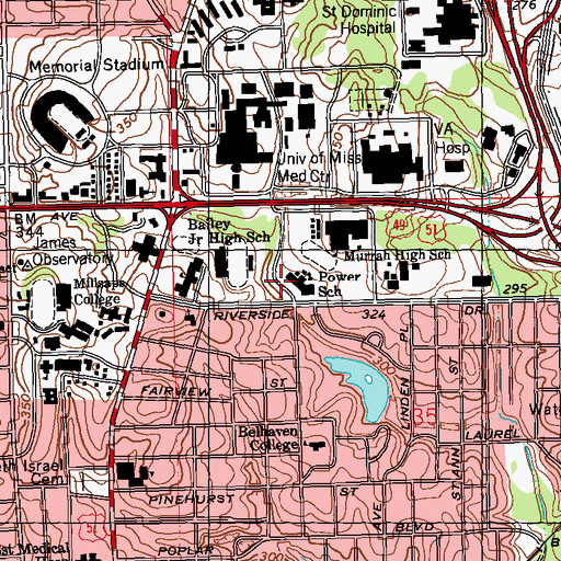 Topographic Map of Power Elementary School, MS