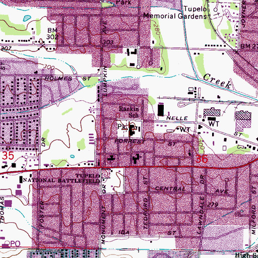 Topographic Map of Rankin Elementary School, MS