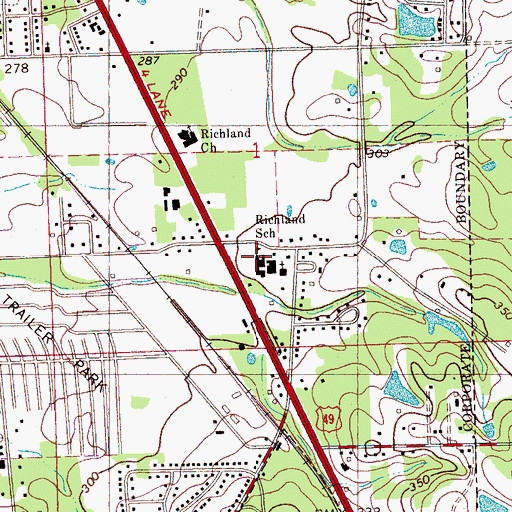 Topographic Map of Richland Elementary School, MS