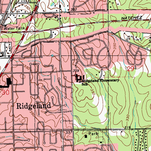 Topographic Map of Ridgeland Elementary School, MS