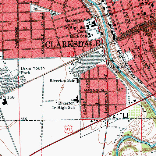 Topographic Map of Riverton Elementary School, MS