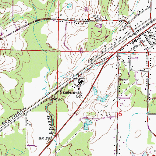 Topographic Map of Sandersville Elementary School, MS