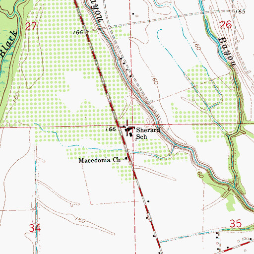 Topographic Map of Sherard Elementary School, MS
