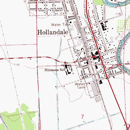 Topographic Map of Simmons Elementary School, MS