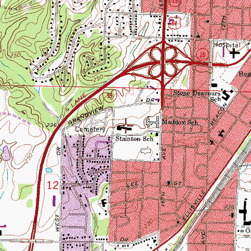 Topographic Map of Stainton Elementary School, MS