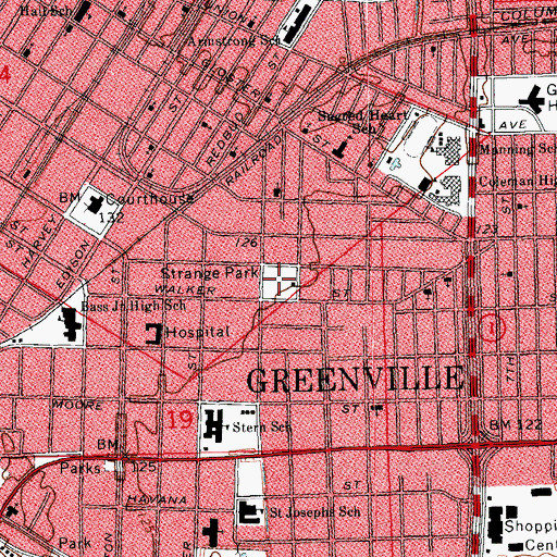 Topographic Map of Carrie Stern Elementary School, MS