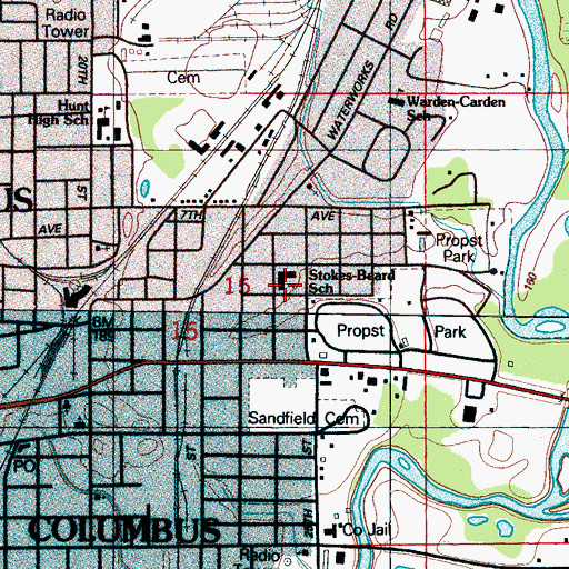Topographic Map of Stokes-Beard Elementary School, MS
