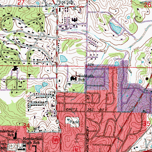 Topographic Map of Sudduth Elementary School, MS