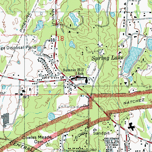 Topographic Map of Sumner Hill High School, MS