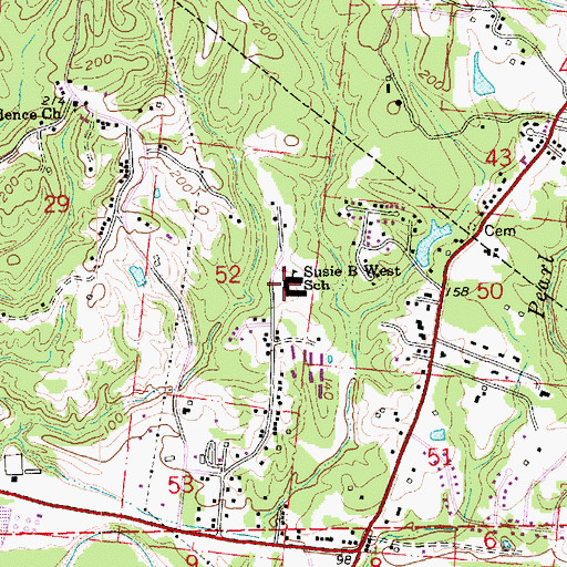 Topographic Map of West Elementary School, MS