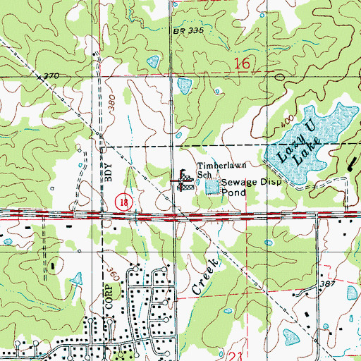 Topographic Map of Timberlawn Elementary School, MS