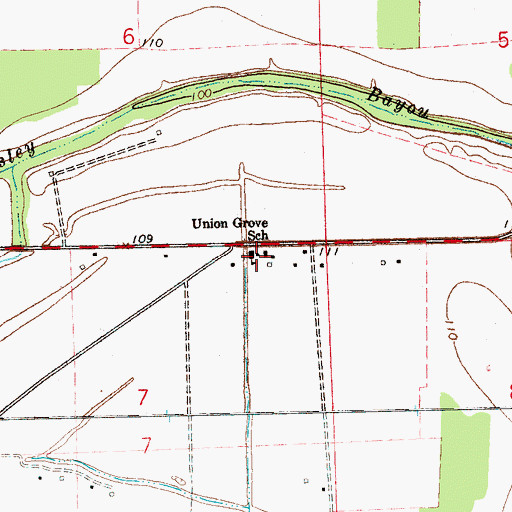 Topographic Map of Union Grove Elementary School, MS