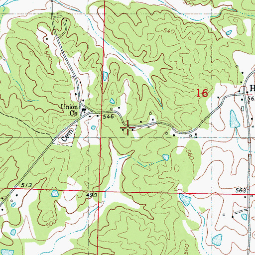 Topographic Map of Union Elementary School, MS