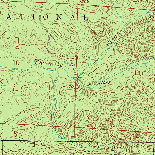 Topographic Map of Clear Fork, AR