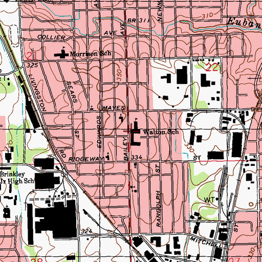 Topographic Map of Walton Elementary School, MS