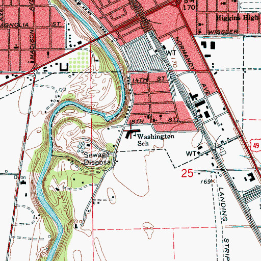 Topographic Map of Washington Elementary School, MS