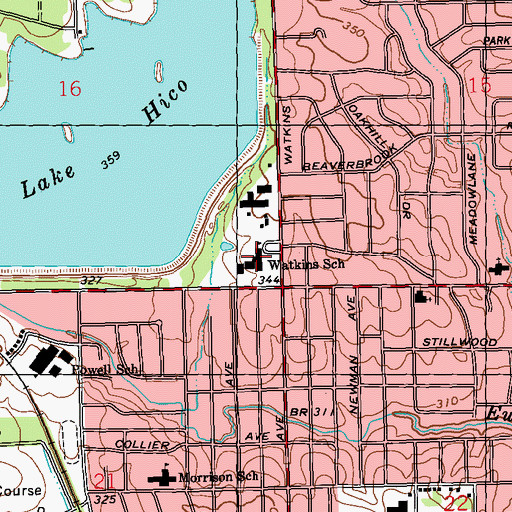 Topographic Map of Watkins Elementary School, MS
