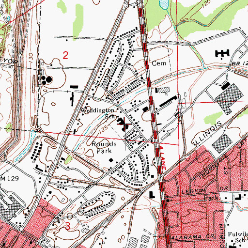 Topographic Map of Weddington Elementary School, MS