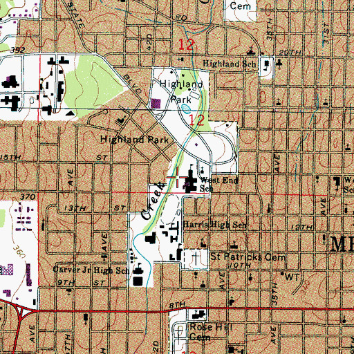 Topographic Map of West End Elementary School, MS