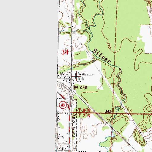 Topographic Map of Beulah Williams Elementary School, MS