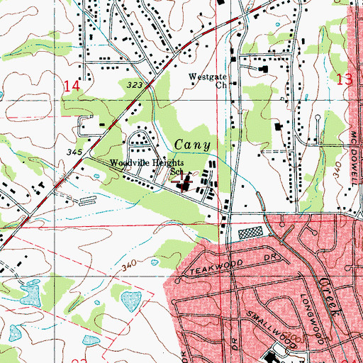 Topographic Map of Woodville Heights Elementary School, MS
