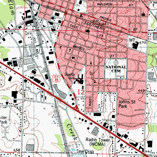 Topographic Map of South Corinth Elementary School, MS