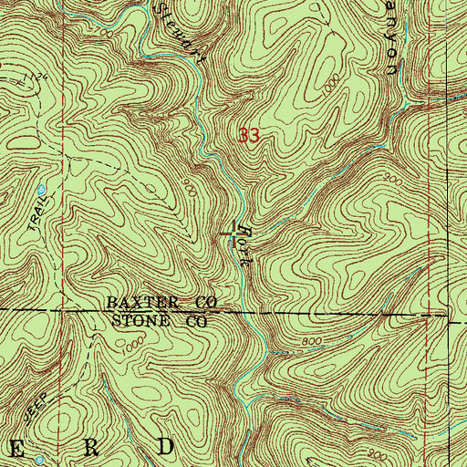 Topographic Map of Clifty Canyon, AR