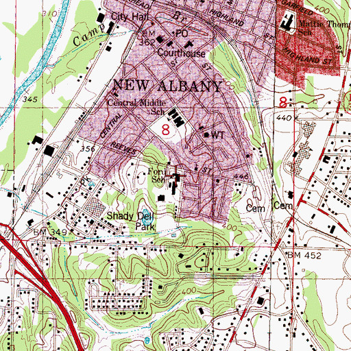 Topographic Map of Ford Elementary School, MS