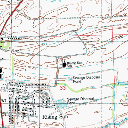 Topographic Map of Rising Sun Elementary School, MS