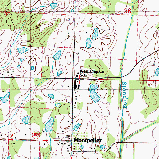 Topographic Map of West Clay County Elementary School, MS