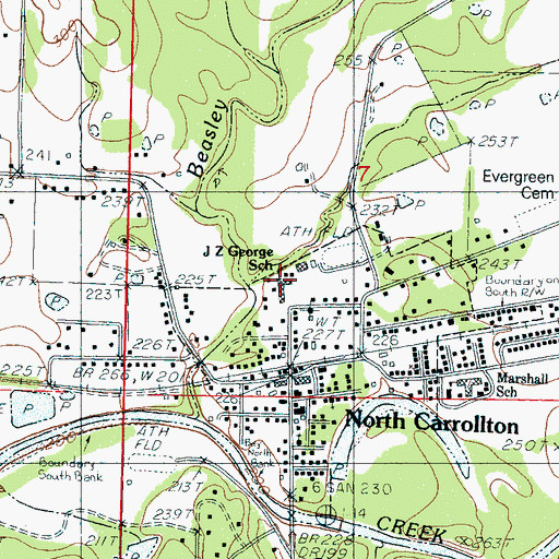 Topographic Map of J Z George High School, MS