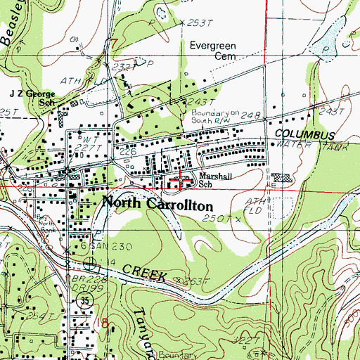 Topographic Map of Marshall Elementary School, MS