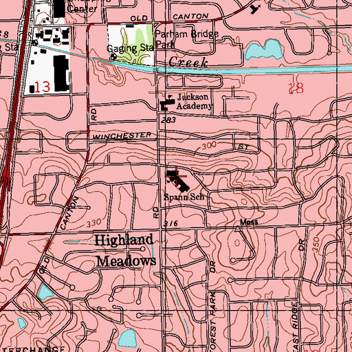 Topographic Map of Pearl Spann Elementary School, MS