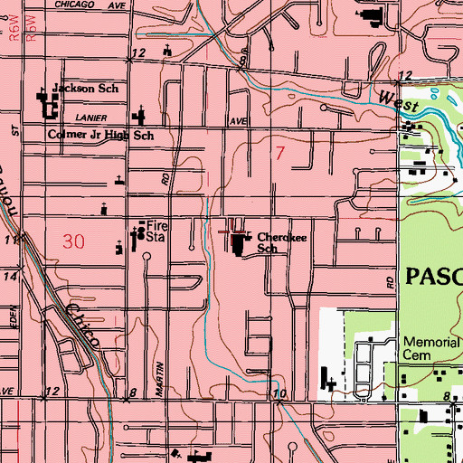 Topographic Map of Cherokee Elementary School, MS