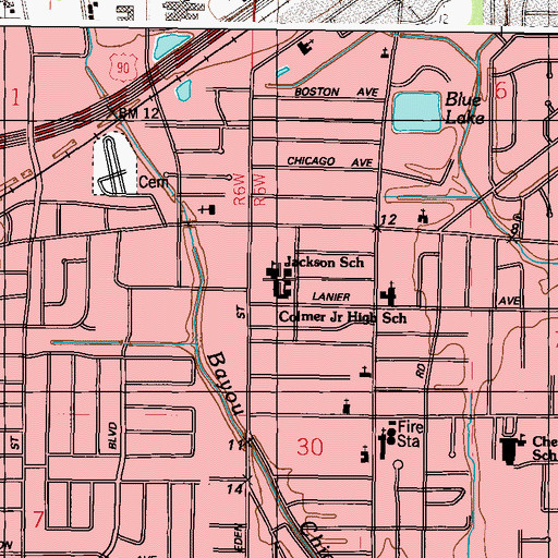 Topographic Map of Jackson Elementary School, MS