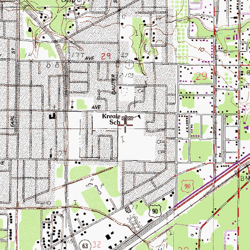Topographic Map of Kreole Elementary School, MS