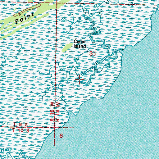Topographic Map of Bayou Bolan, MS