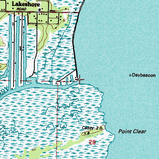 Topographic Map of Bayou Caddy, MS
