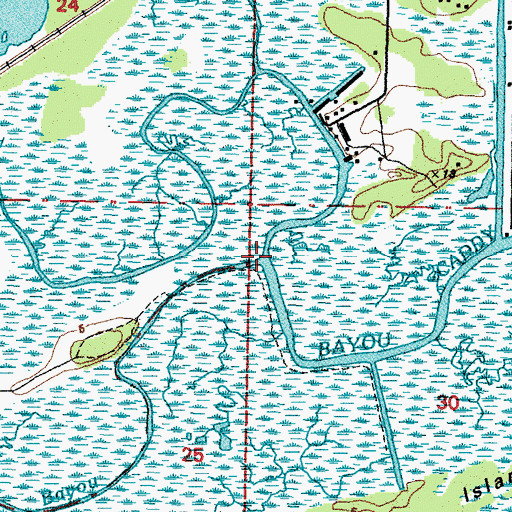 Topographic Map of Bryan Bayou, MS