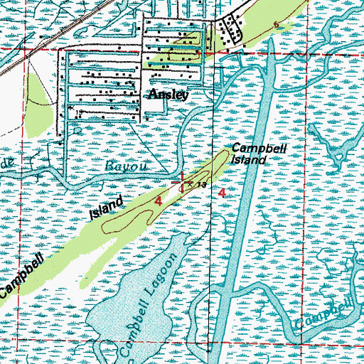 Topographic Map of Campbell Island, MS