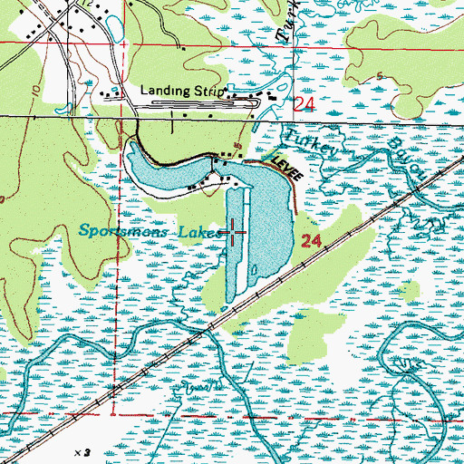 Topographic Map of Sportsmens Lakes, MS