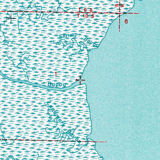 Topographic Map of Three Oaks Bayou, MS